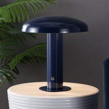 Load image into Gallery viewer, 11" Blue Round USB Desk Lamp With Globe Shade
