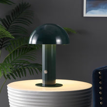 Load image into Gallery viewer, 11" Forest Green Novelty USB Table Lamp With Globe Shade

