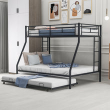 Load image into Gallery viewer, Twin over Full Bed with Sturdy Steel Frame, Bunk Bed with Twin Size Trundle, Two-Side Ladders, Black(OLD SKU:MF194424AAB)
