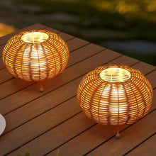 Load image into Gallery viewer, Set of Two 6" Brown Lantern USB Table Lamps With Globe Shades
