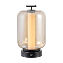 Load image into Gallery viewer, Set of Two 11" Black Lantern USB Table Lamps
