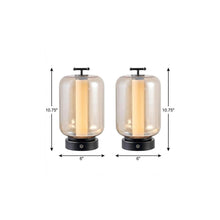 Load image into Gallery viewer, Set of Two 11" Black Lantern USB Table Lamps
