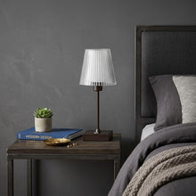 Load image into Gallery viewer, 13" Antiqued Bronze USB Table Lamp With Empire Shade
