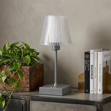 Load image into Gallery viewer, 13" Gray USB Table Lamp With Empire Shade
