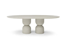 Load image into Gallery viewer, 94" Beige Marble Double Pedestal Base Oval Dining Table
