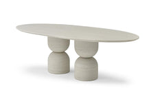 Load image into Gallery viewer, 94" Beige Marble Double Pedestal Base Oval Dining Table
