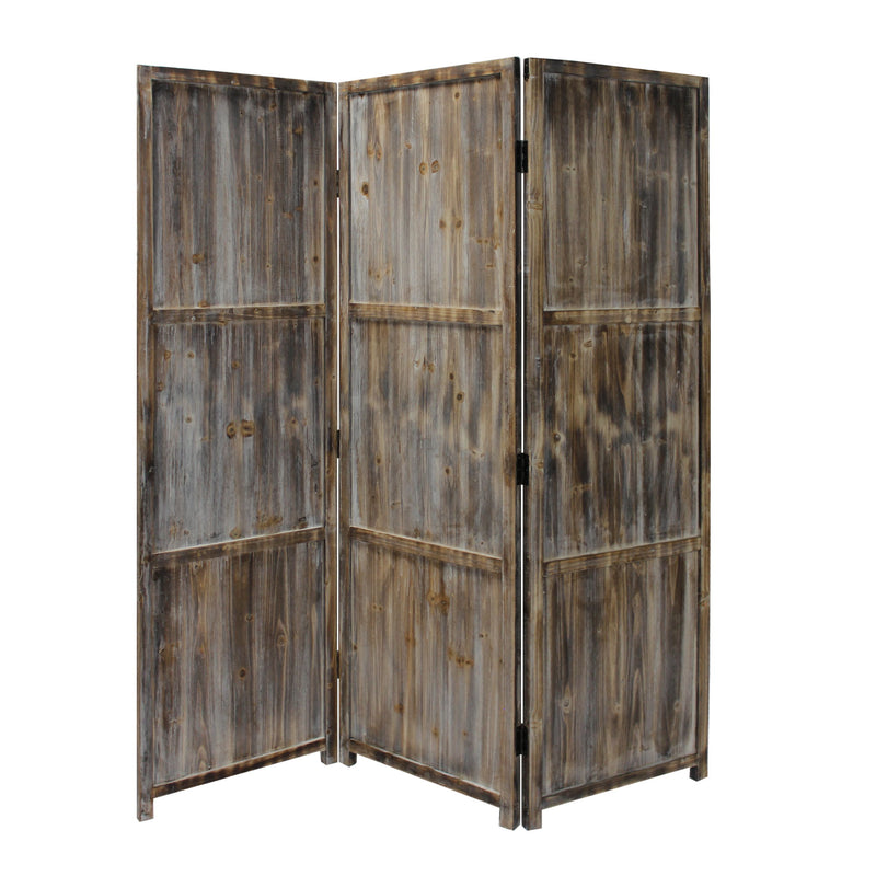 1" x 63" x 72" 3 Panel Solid Wood Fortress Screen - Brown