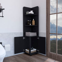 Load image into Gallery viewer, Corner Cabinet Tall With 3 Tier Shelf And 2 Door - Black

