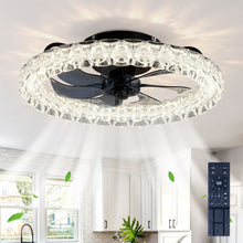 Load image into Gallery viewer, LED Light Source And Remote Control, 3000 - 6500K Dimmable Flush Mount LED Fan Light, 6 Speeds, Quiet DC Motor - Matte Black
