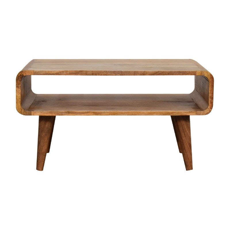 Solid Wood Open Shelving TV Stand - Brown
