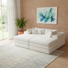Load image into Gallery viewer, 79" White Corduroy Sleeper Sofa
