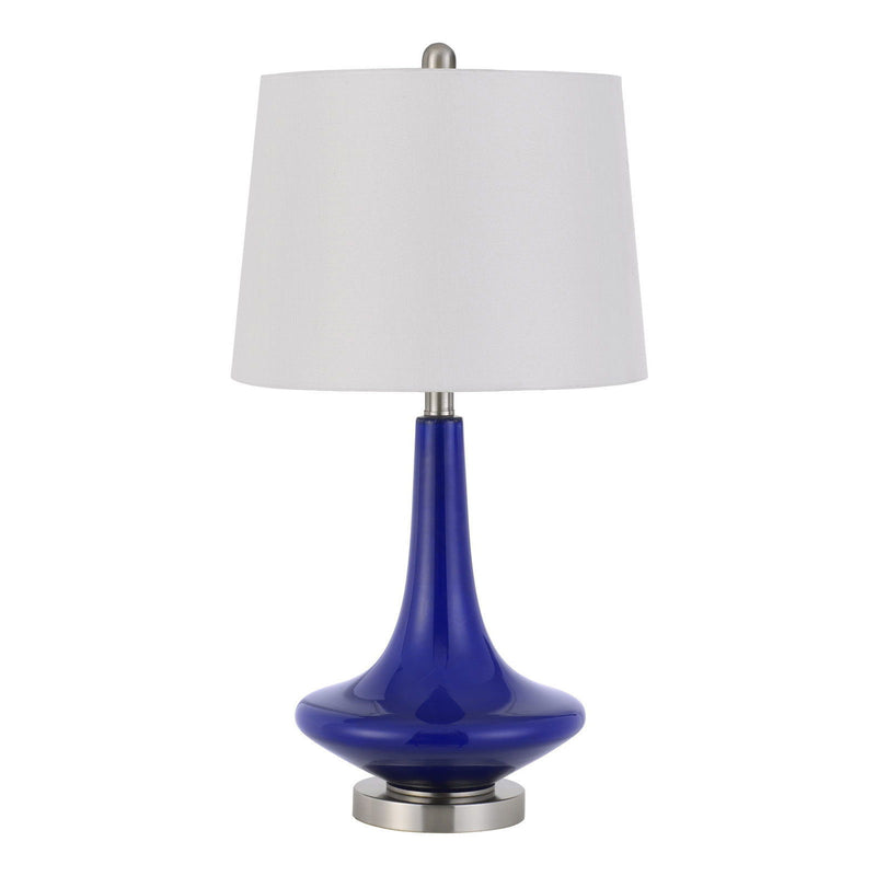 26" Metal Two Light Bedside Table Lamps With White Globe Shade (Set of 2) - Silver