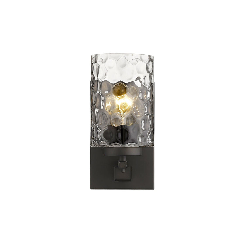 Metal And Pebbled Glass Wall Sconce - Bronze