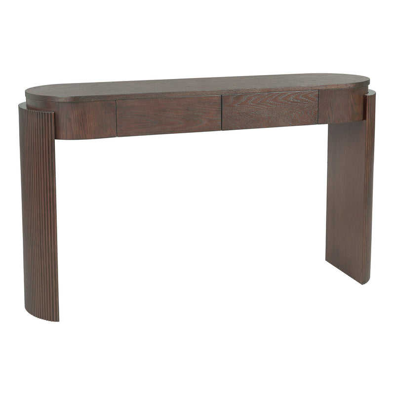 Oval Double Pedestal Console Table With Two Drawers - Espresso