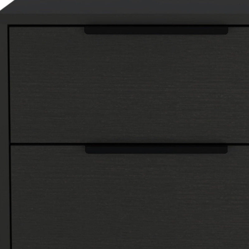 17.7" x 13.7" x 22.4" Two Drawer Faux Wood Nightstand - Black