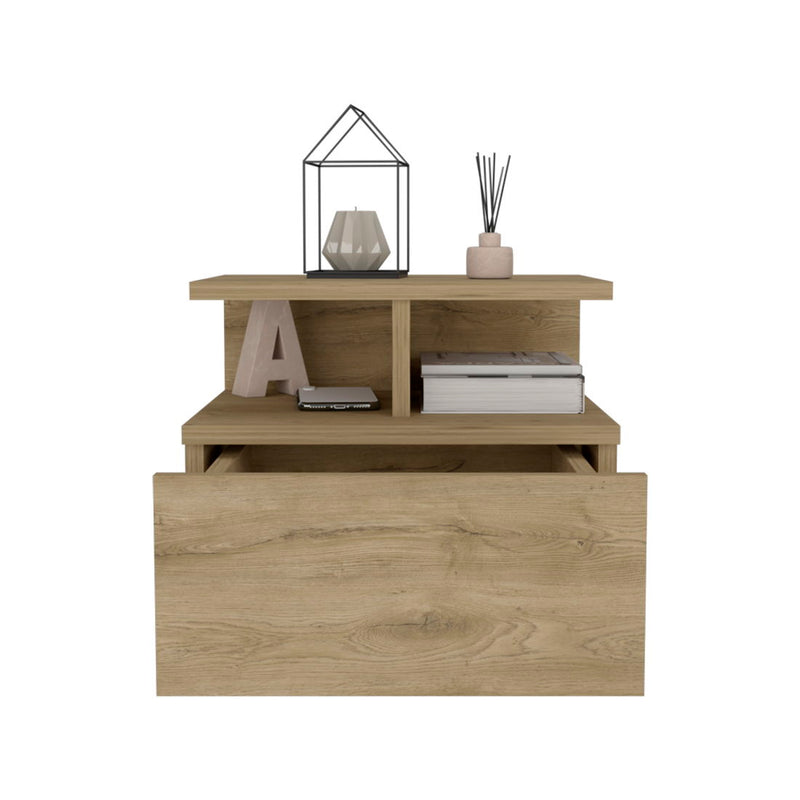 12" One Drawer Faux Wood Nightstand - Light Brown
