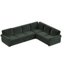Load image into Gallery viewer, L-Shaped Sofa Couch With Pull Out Bed With Nailhead Trim &amp; Rolled Arm
