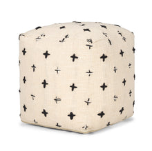 Load image into Gallery viewer, Wool Polka Dots Cube Pouf Ottoman - Cream / Black
