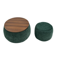 Load image into Gallery viewer, Round Storage Ottoman, 2 In 1 Function, End Table And Ottoman
