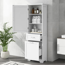 Load image into Gallery viewer, Tall Freestanding Bathroom Storage Cabinet With Adjustable Shelf And 2 Drawers
