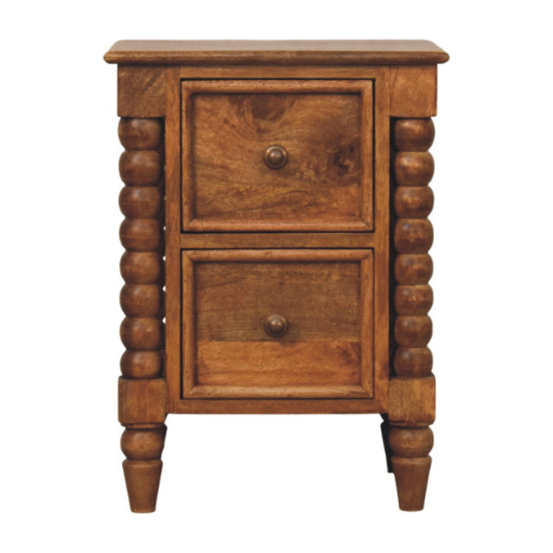 22" Solid Wood Two Drawer Nightstand - Light Brown
