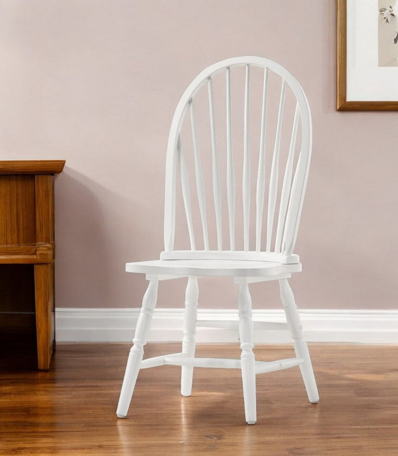 Wood Windsor Back Dining Side Chair - White