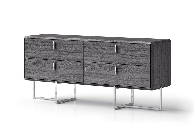 70" Wood Four Drawer Double Dresser - Gray