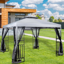 Load image into Gallery viewer, 10&#39; x 10&#39; Patio Gazebo with Mosquito Net and Corner Shelves, Light Gray
