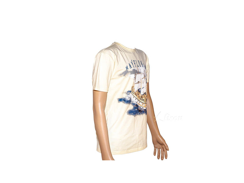 Fabric Hand Painted Model Boat - Beige / Blue