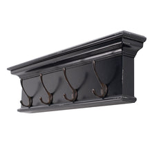 Load image into Gallery viewer, Rustic Antiqued Four Hook Hanging Coat Rack - Rust / Black / White
