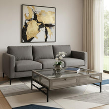 Load image into Gallery viewer, Glass And Metal Square Coffee Table With Shelf - Gray And Black
