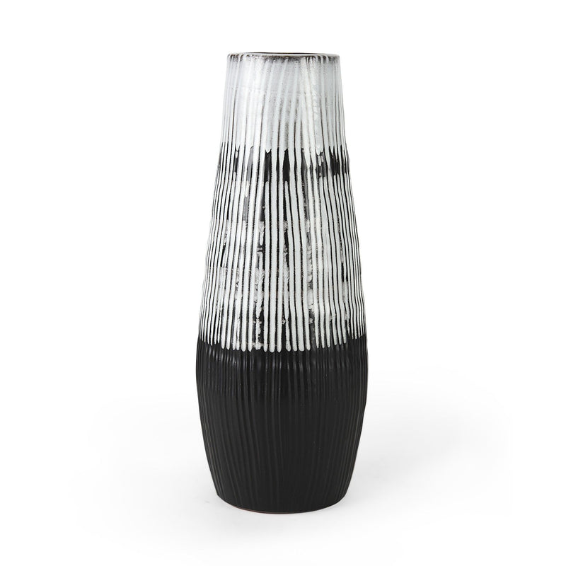 Abstract Cylinder Table Vase (397507) - Black / Gray / White