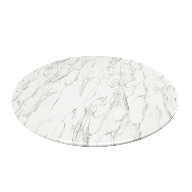 32" Marble And Metal Dining Table - Black
