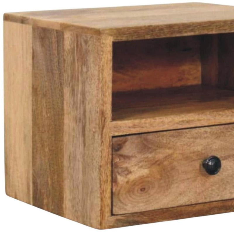 12" Wood One Drawer Floating Nightstand - Oak