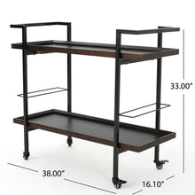 Load image into Gallery viewer, Modern Industrial Bar Cart With Shelving And Casters
