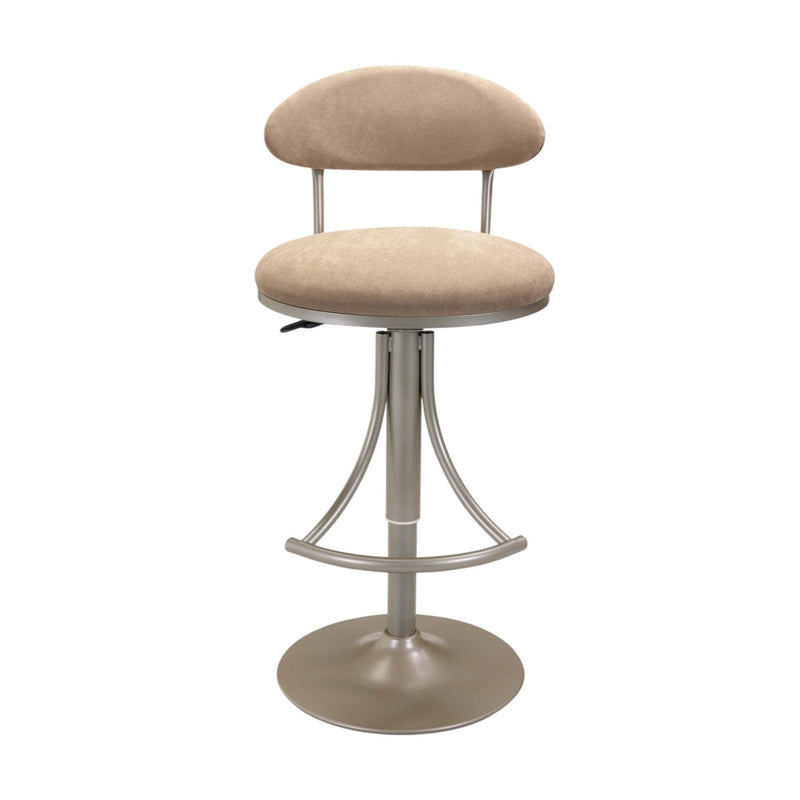 Velvet And Metal Low Back Adjustable Height Bar Chair - Brown And Silver