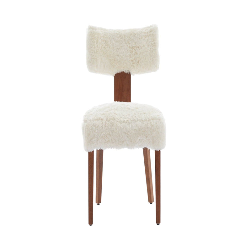 Tufted Solid Wood Partially Open Back Dining Side Chairs (Set of 2) - White / Brown