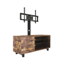 Load image into Gallery viewer, Rustic Brown TV Console With Push-To-Open Storage Cabinet For TV, Wood &amp; Glass TV Stand For Living Room Bedroom - Rustic Brown
