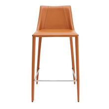 Load image into Gallery viewer, Faux Leather And Steel Low Back Counter Height Bar Chair - Terra Cotta
