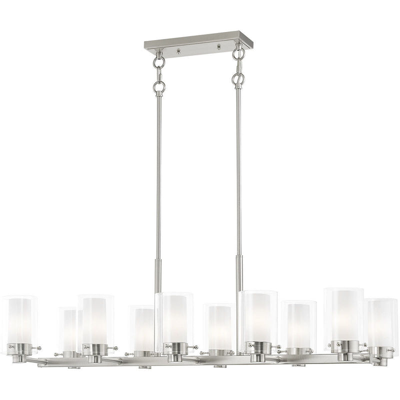 12" Ten Light Dimmable Chandelier With Shades - Nickel
