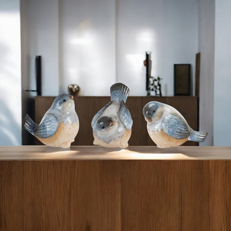 Figurine Tabletop Sculpture (Set of 3) - Blue