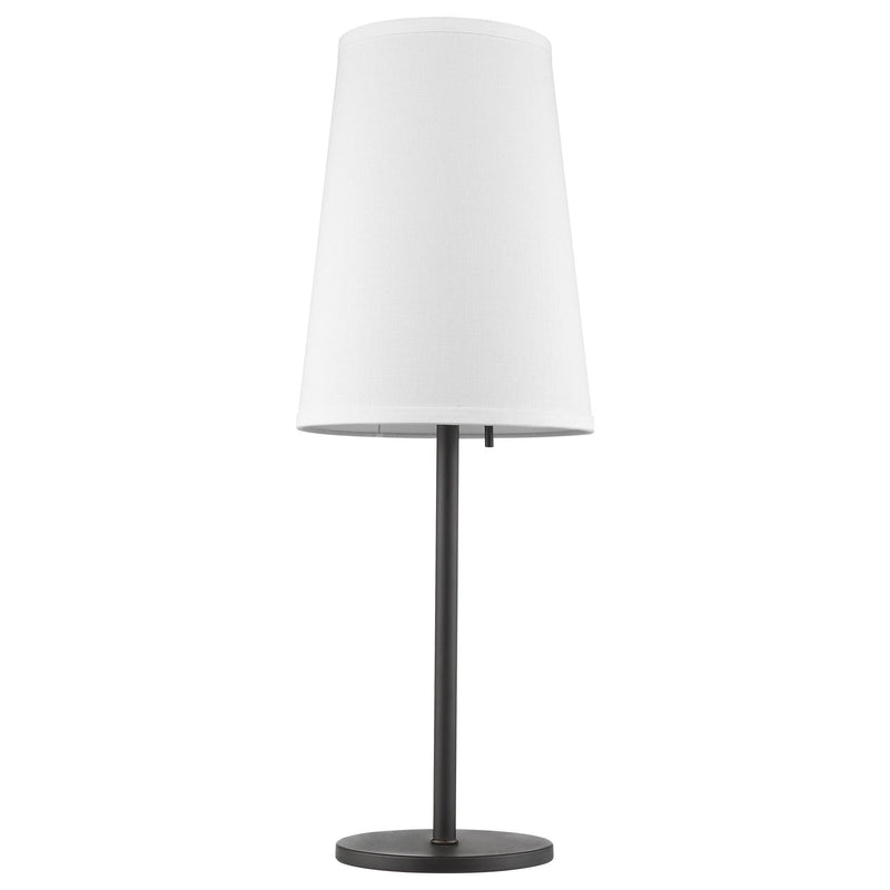 Metal Table Lamp With White Cone Shade - Black