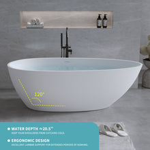 Load image into Gallery viewer, Solid Surface Matte Tub, Freestanding Solid Surface Resin Stone Bathtub, Solid Surface Matte White Soaking Tub, Free Standing Tub With Overflow And Pop-Up Drain - Matte White
