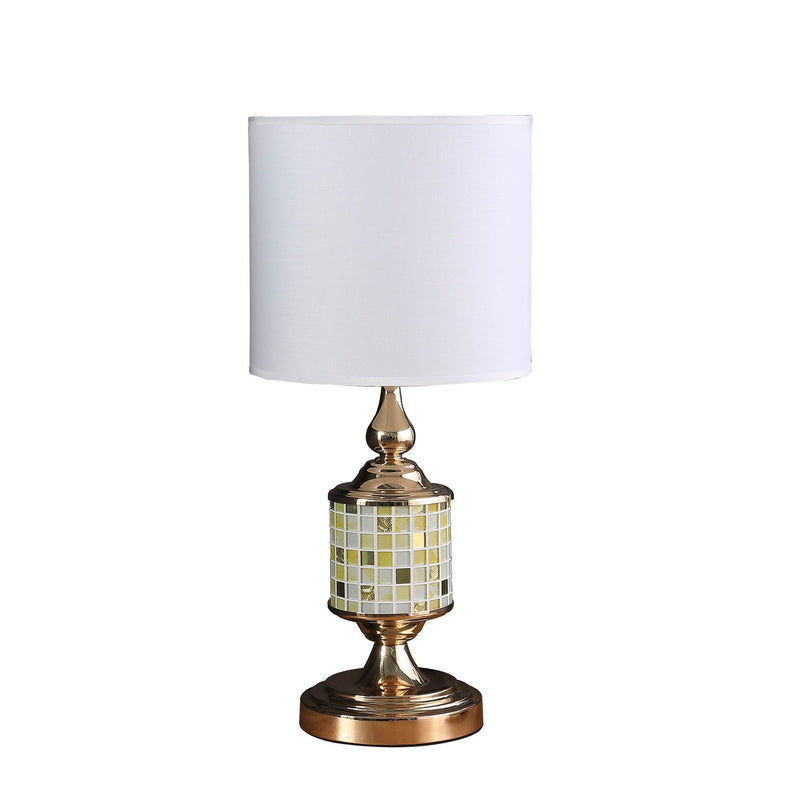 Bedside Table Lamp With White Drum Shade - Gold