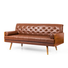 Load image into Gallery viewer, Adelaide - Tufted Sofa With Rolled Accent Pillows - Light Brown
