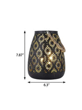 Load image into Gallery viewer, 8" Black Metal Battery Operated Pierced Geometric Lantern
