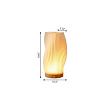 Load image into Gallery viewer, 9" Beige And Natural Wavy Geometric Battery Operated Table Lamp
