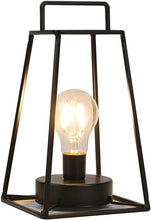 Load image into Gallery viewer, 10" Black Metal Geometric Battery Operated Desk Lamp With Novelty Shade
