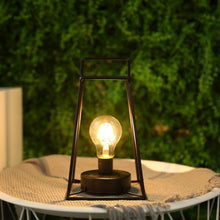 Load image into Gallery viewer, 10" Black Metal Geometric Battery Operated Desk Lamp With Novelty Shade
