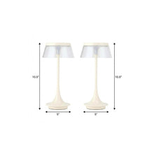Load image into Gallery viewer, Set of Two 11" White Geometric USB Bedside Lamps With Novelty Shades

